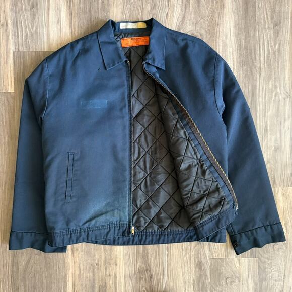 Vintage Mechanic Detroit Jacket Size L Navy Blue Red Kap Workwear Eisenhower - Picture 1 of 5